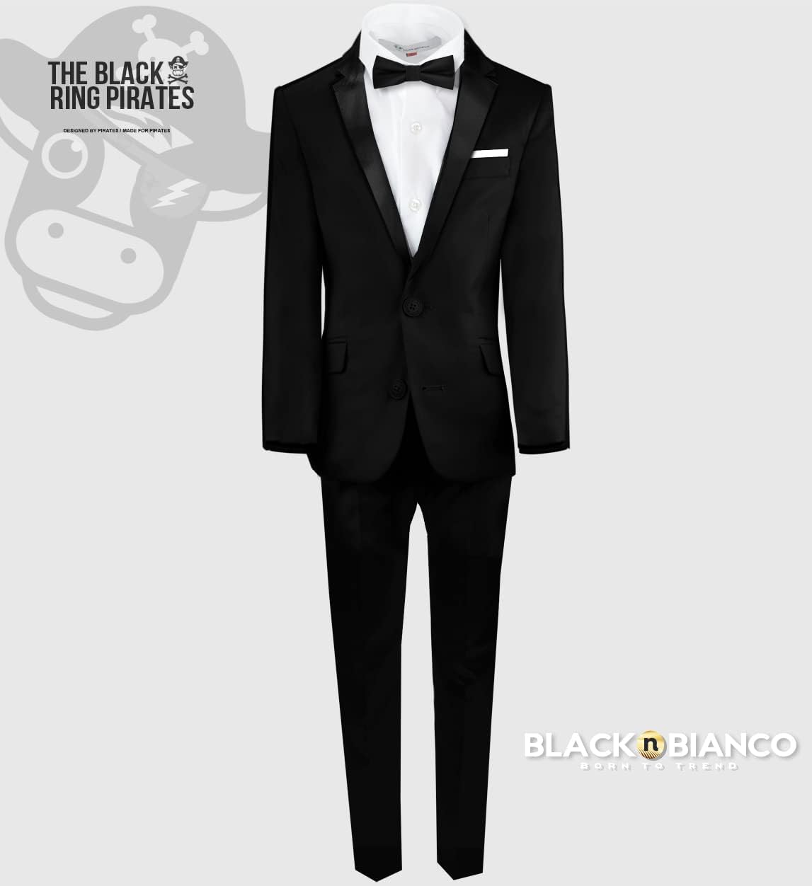 Black n Bianco Boys Slim Fit Tuxedo First Class Style Presented by Baby Muffin