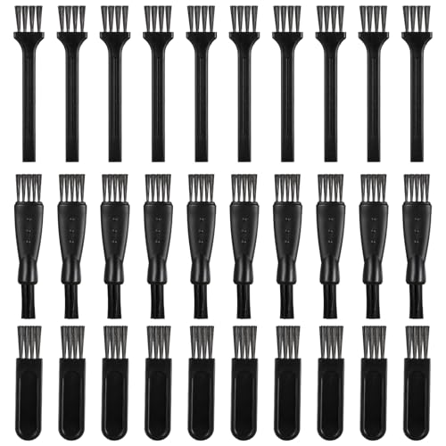 30 Pcs Electric Shaver Cleaning Brush 3 styles Double Sided, Long, Short Razor Brush Replacement for Trimmer Hair Clipper Keyboard Cleaning (Black)