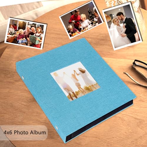 Miaikoe Photo Album 6x4 400 Pockets Slip in Large Capacity Album for Family Wedding Anniversary Linen Album Book Holds 400 Vertical 10x15cm Photos(400 Pockets - Image 3
