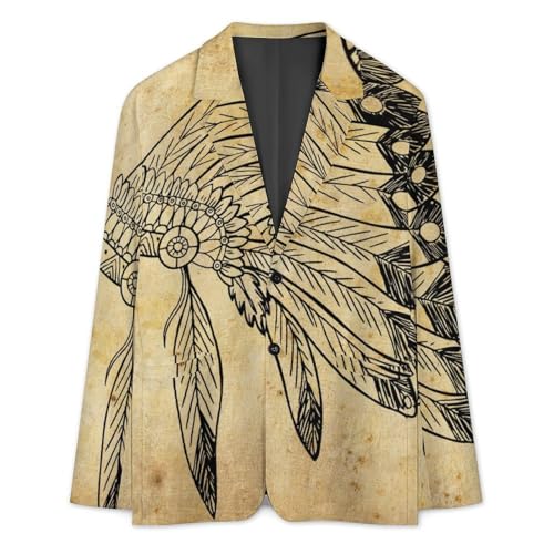 Native American Headdress Mens Blazer Suit Jacket Lightweight Slim Fit Casual Coat3