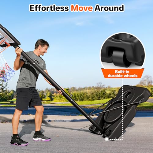 Image of Yohood Basketball Hoop Outdoor 10ft Adjustable, Portable Basketball Hoop Goal System for Kids Youth and Adults in Backyard /Driveway /Indoor, 44 Inch Shatterproof Backboard and Larger Base
