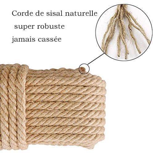 Aoneky Cuerda de Sisal Natural - 6/8/10mm, 10/20/30/40/50/100M, Cuerda para Rascador de Gatos, Cuerda Multiusos para Embalaje de Regalos Decoración Manualidades Bricolaje Jardinería, Marrón (8mm×50M) - imagen 2
