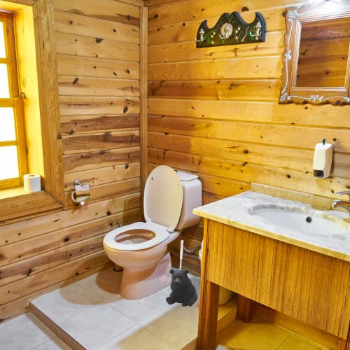 Sitting Stinky Bear Toilet Brush Holder, Brush Included, Freestanding Bathroom Decoration, Rustic Cabin Décor, 8.25 Inches #TOP5