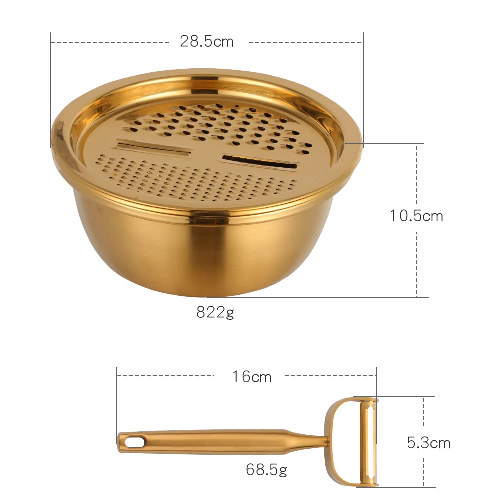 Rallador multifuncional de acero inoxidable 304, uso como colador, cortador de verduras, rallador de cocina, para verduras, ensalada de frutas, queso y chocolate (paquete de 2)