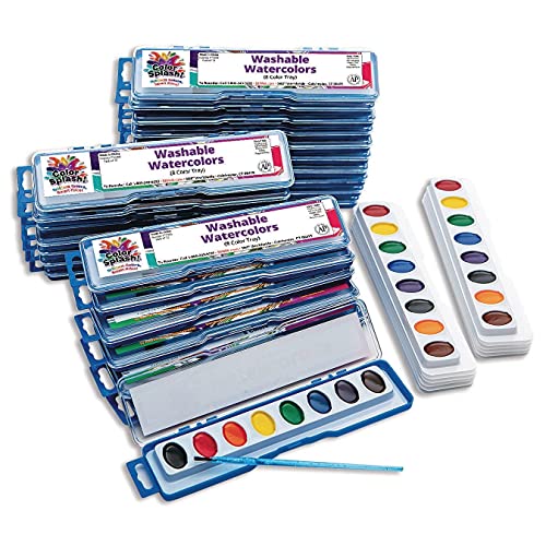 S&S Worldwide Color Splash! Watercolor Mega Pack, 8-Color Trays, Includes 24 Paint Trays W/Brushes Plus 12 Refills. Great For All Watercolor Painting, Perfect For Groups Of Kids Or Adults Pack Of 36 #TOP8