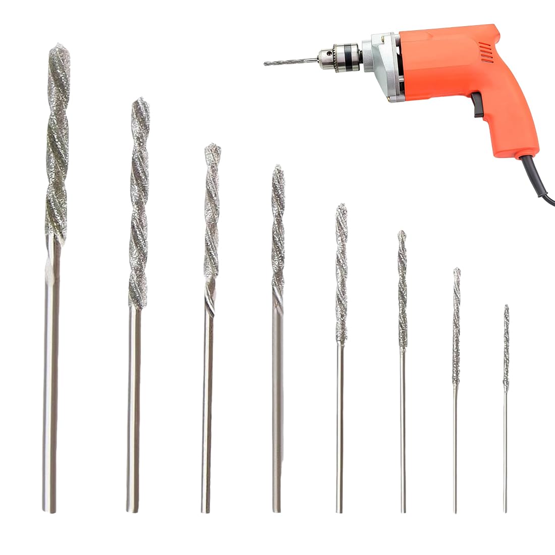 Set di Punte per Trapano in Carburo 8 Pezzi 0,8-3,0 mm per Vetro Metallo
