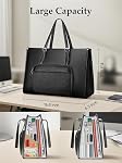 MATEIN Sacs à dos pour femmes, sac de travail avec compartiment déjeuner, 15.6 1 cm PU Sac en cuir pour ordinateur portable pour femmes, sac de bureau isolé, sac d'ordinateur élégant pour le travail et le voyage, noir