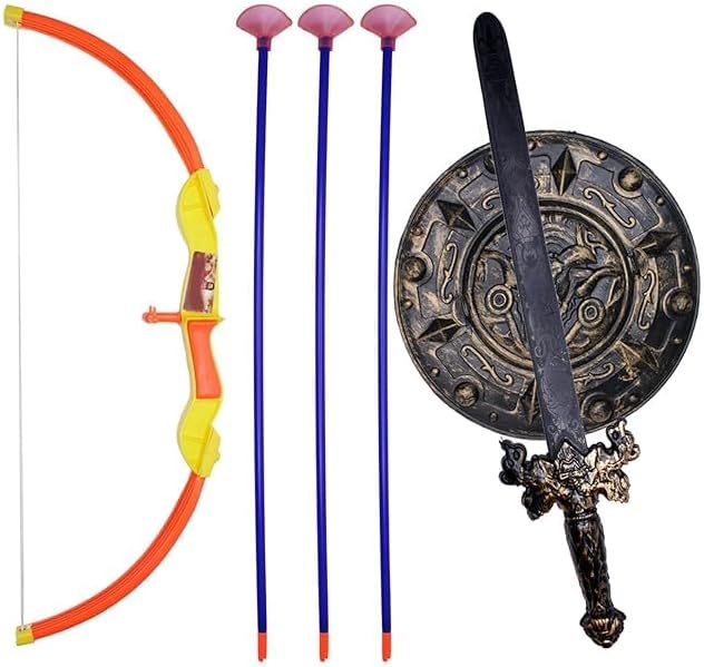 Raaya Archery Bow and Target Arrow Toys with Sword and Shield for Boys Girls (Multicolor)