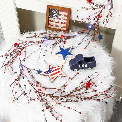 Guirlande lumineuse patriotique à branches tricolores pour table de fête