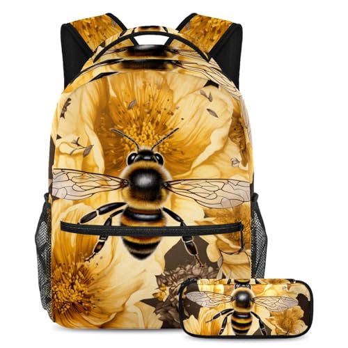 Sac à dos fleurs d'abeilles naturelles 79 pour soulager le dos des étudiants