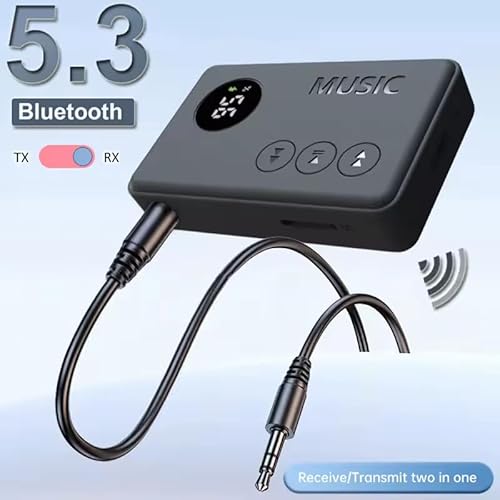 Receptor Bluetooth 5.3 2 em 1, transmissor LED, adaptador auxiliar Bluetooth para carro, transmissor