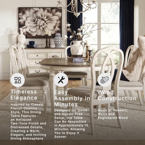 Signature Design by Ashley Extendable Round to Oval Dining Table, White - image 4