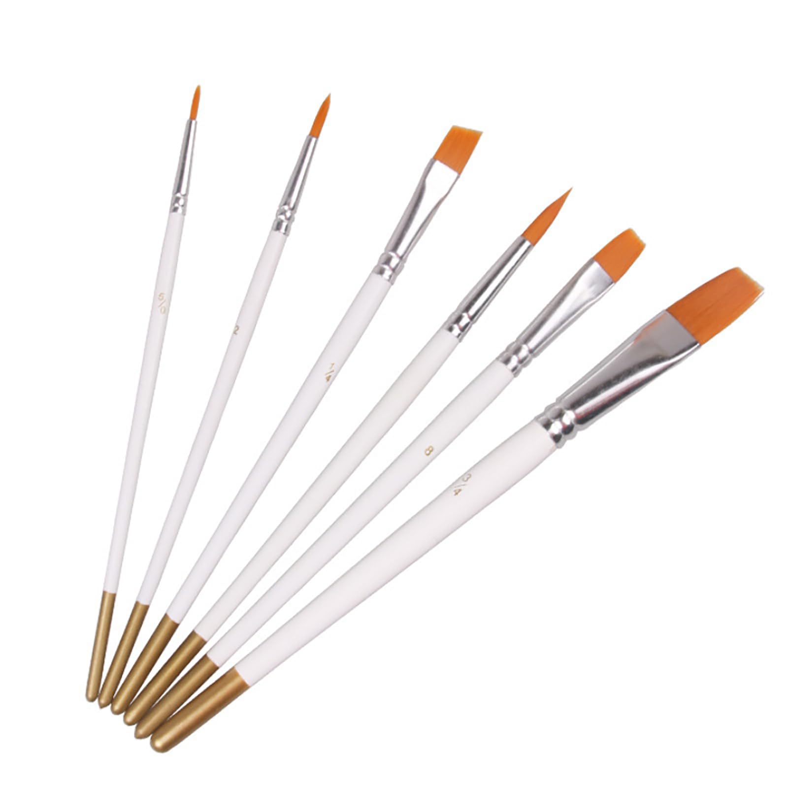 6-teiliges Pinselset, Ölfarben-Kunstpinsel, Nylonhaar, Malpinsel für feine Details, Pinsel mit spitzer Spitze für Kunstmalerei, Nagelmalerei, Aquarell, Miniaturen