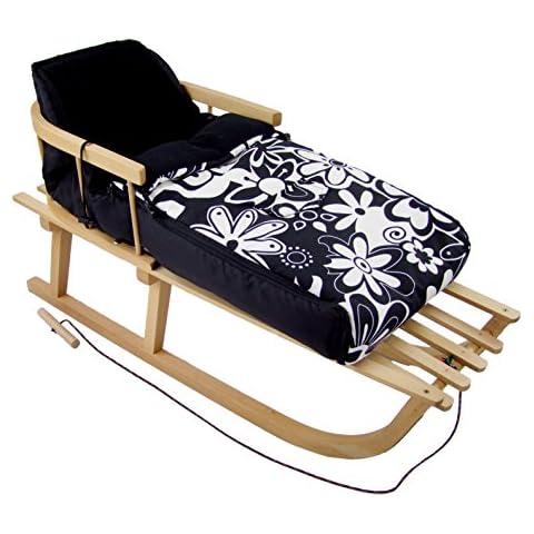 Rawstyle trineo de madera con respaldo y saco de invierno de forro polar Cover