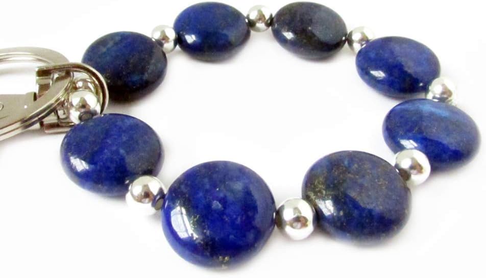 Lapis Lazuli Bracelet Keychain - Wristlet Lanyard - Blue Stone Jewelry