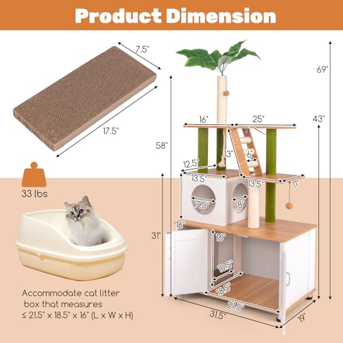 Árbol rascador para gatos con escondite para arena PETSITE miniatura 4