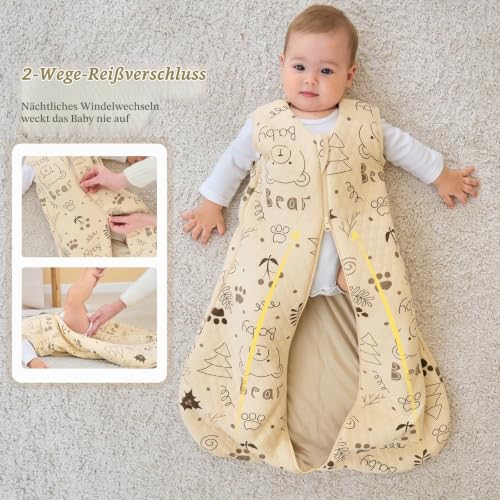 Looxii Schlafsack Baby Winter Baumwolle 2.5 TOG Warm Winterschlafsack Weich Babyschlafsack Neugeborene im 18-24 Monaten Perfekte für Herbst… – Ansicht 3