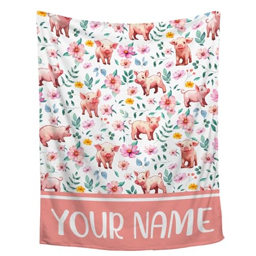 ZHONGKUI Personalized Pig Throw Blanket, Custom Swaddle Blanket for Kids, Toddler/Pet - 30