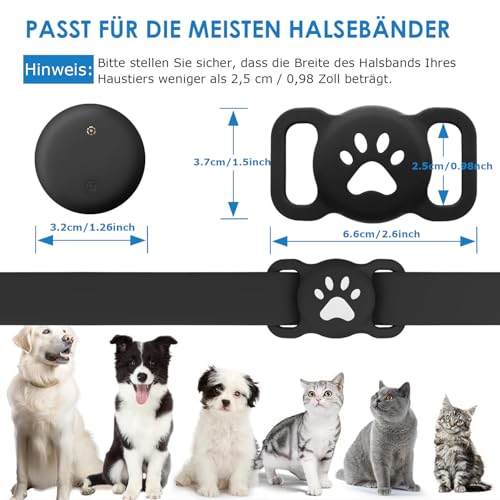 Haustier-Tracker für Android-Handys mit Halsbandhülle, Bluetooth-Tracker, austauschbare Batterie, IP68 wasserdicht für Hunde/Katzen, kompatibel mit Google Find Hub (nur Android, kein GPS), 1 Stück