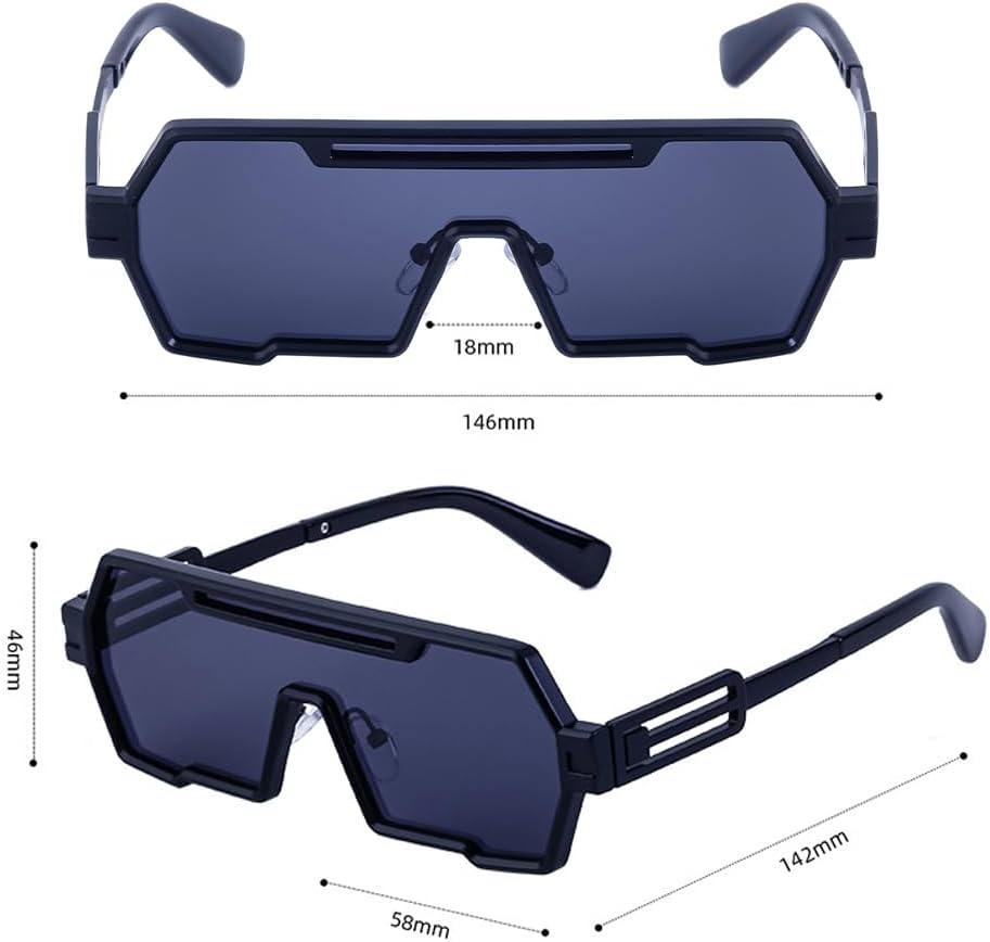 Junsika Retro Steampunk Sunglasses for Men Fashion Cool One Piece Irregular Metal Frame Sunglasses - Image 5