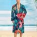 UTRSIFB Men's Luxury Ultra Soft Warm Robes Fashion Bathrobe With Spacious Pockets Hawaiian Colorful Hibiscus Flowers Tropical Palm Tree Leaves