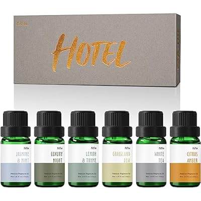 Fragrance Oils, MitFlor Hotel Collection Diffuser Oil for Home, Soap & Candle Making Scents, Aromatherapy Essential Oils Gift Set 6x10ml, Lemon & Thyme, Citrus Amber, White Tea and More