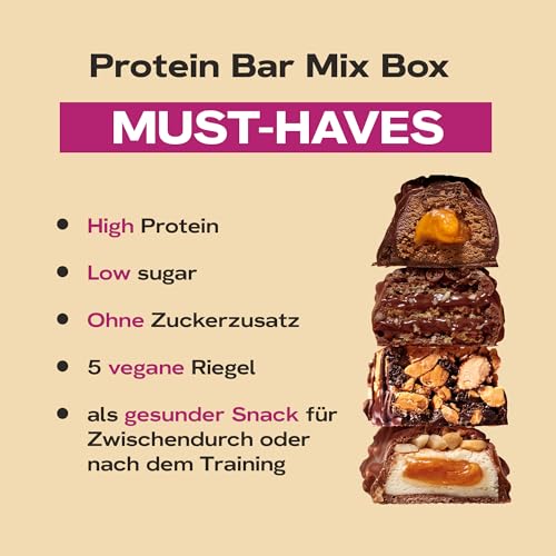 MaxiNutrition Proteinriegel Mix Box (Must Haves), 14 High Protein Riegel, 29% Eiweißgehalt im Durchschnitt, ohne Zuckerszusatz, ohne künstliche Aromen