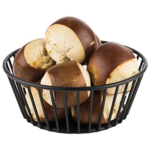 Foto von APS „Urban“ runder Metallgitter Korb, stabiler Gitterkorb, Ø 17 cm x H: 7 cm, Brotkorb, Obstkorb, Gemüsekorb, stapelbar, schwarz, spülmaschinengeeignet