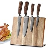 ERGONOMIE ET DESIGN: L'ensemble de couteaux offre un équilibre parfait pour la préparation de viandes, poissons, légumes et fruit. Les manches ergonomiques en bois de pakka assurent une prise en main sûre et préviennent la fatigue. La géométrie du manche et de la lame convient aussi bien aux gauchers qu'aux droitiers. Son design élégant allie esthétique et fonctionnalité, apportant confort et style à votre cuisine.