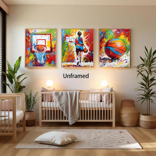 Image of Frimeeme Basketball Canvas Wall Art, 4pcs 8x10in Unframed