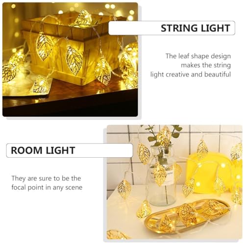 Image of Xenith 14 LED Decorative Leaf Shape Golden Metal String Lights Fairy Lights Decorative Lights for Diwali Christmas Home Marriage Festivals Indoor Outdoor Decoration Lighting (Warm White, 3.5 Meter)