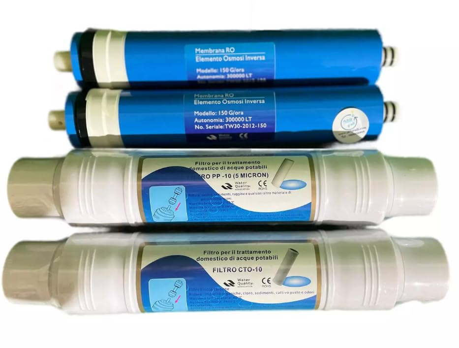 Kit de filtros de repuesto para ósmosis inversa Ropad, 2 membranas 150 GPD, 2 filtros, sistema de purificación de agua de 4 etapas
