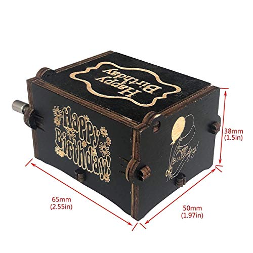 Image of Zesta Wooden Happy Birthday Music Box - Vintage Hand Crank Musical Gift for Men, Women, or Children