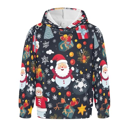 Kids Hoodies Sweaters Christmas Xmas Santa Claus Hooded Sweatshirts with Big Pockets for Boys Girls B0400353
