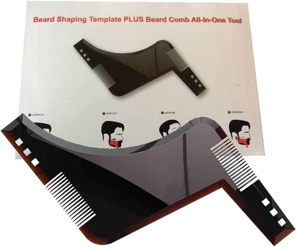 Beard Shaping Tool Template. Beard Shaper Tool for line up & Edging, Men's Facial Hair Hairline Perfect Symmetric Lines and Trim with Beard Trimmer Hair Clipper or Razor.(Brown)