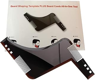 Beard Shaping Tool Template. Beard Shaper Tool for line up & Edging, Men's Facial Hair Hairline Perfect Symmetric Lines and Trim with Beard Trimmer Hair Clipper or Razor.(Brown)