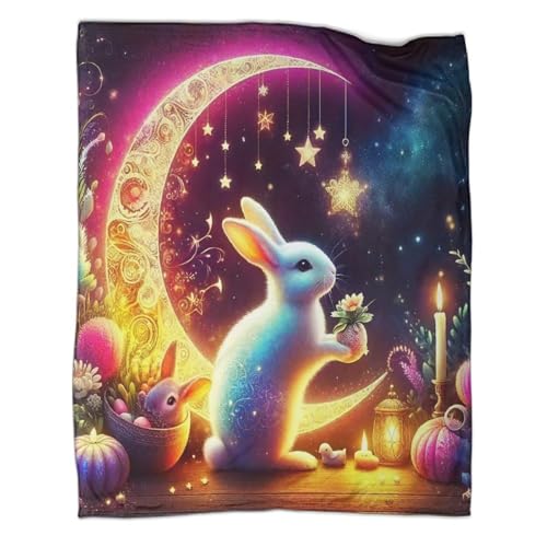 Couverture lapin peluche chaude à impression 3D relief et microfibre douce - 3