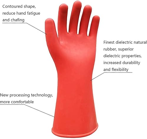 Miniatura 10 de gotosee Guantes aisladores de voltaje de goma anaranjados de la clase 25KV de la ropa de la seguridad, voltaje máximo 21750V AC32625V DC del uso