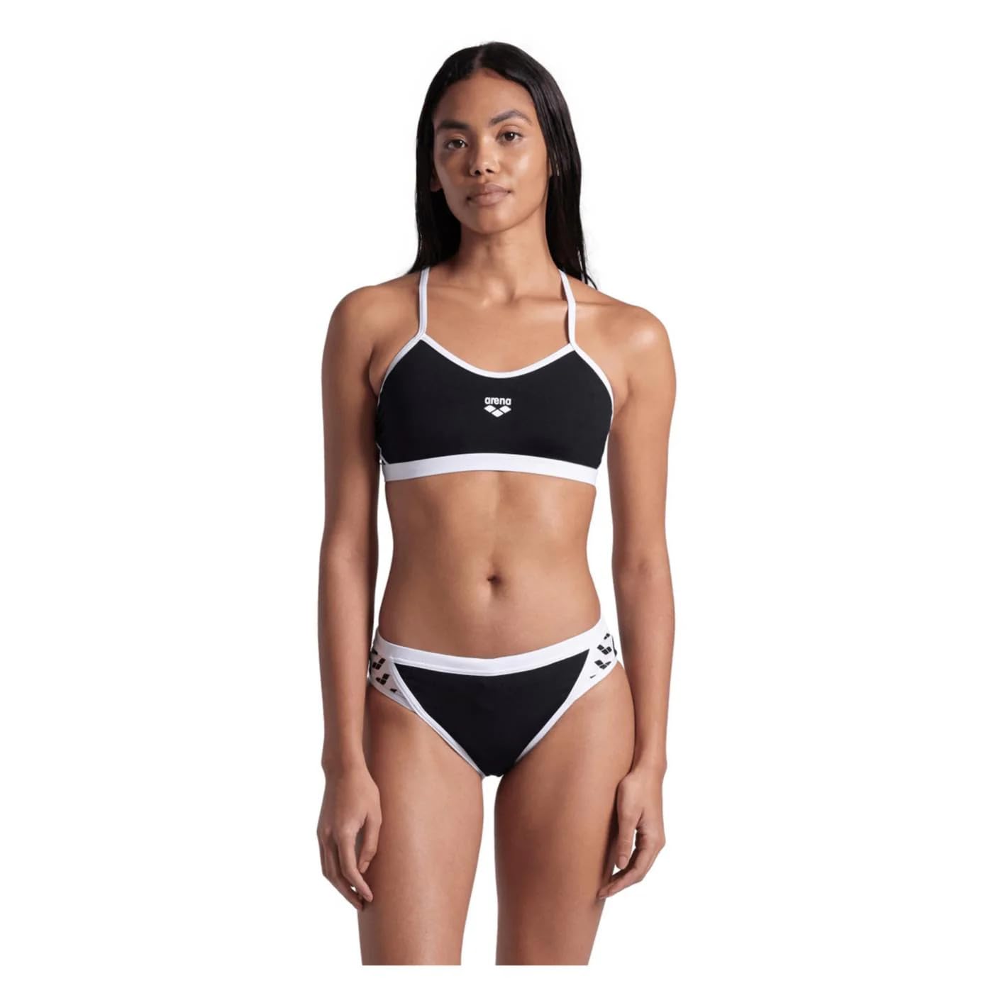 ARENA Costume Bikini 2 Pezzi A Fascia Donna Piscina Nuoto Icons Nero