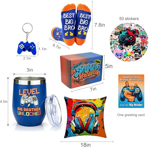 Dreamgirnh Big Brother Gamer Gift Set-6 PCS New Brother Gifts for Boys, 12 oz Big Bro Unlocked Tumbler, Birthday Christmas Gaming Gifts for Sibling and Teens Boy by Dreamgirnh - Used condition - Image 6