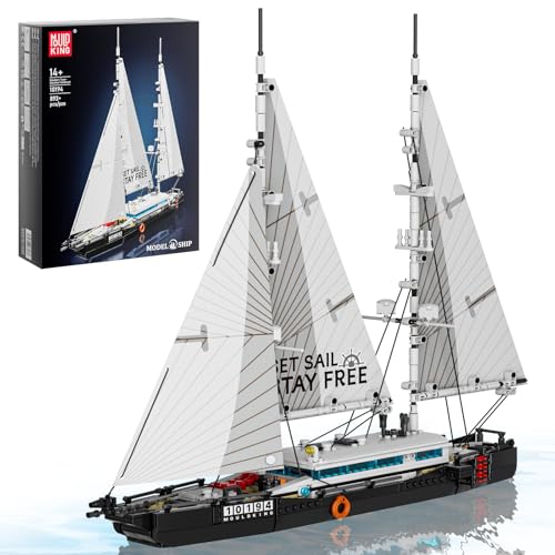 Mould King 10194 Blocs de construction pour bateau avec voiles en tissu - Grand modèle de bateau à voile - Compatible avec d'autres marques (893 pièces)