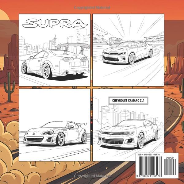 Sports Cars Coloring Book: 50 Pages of Exotic Supercars, Luxury Vehicles, Muscle Cars, Race Track Scenes, Hypercars – Relaxing Activity Book for Kids, Teens, and Adults image 3