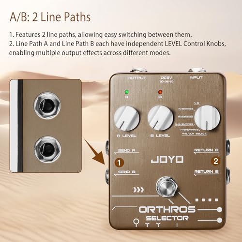 Image of JOYO Dual Effects Line Selector Guitar Pedal, 6-Mode A /B Switcher with Independent Volume Control, Bypass (ORTHROS SELECTOR JF-24)