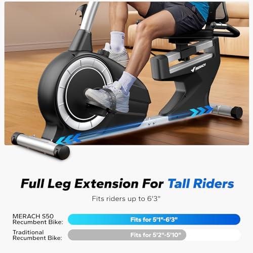 Image of MERACH Recumbent Exercise Bikes for home, Light Commercial High-end Recumbent Bike for Seniors Adults, Magnetic Recumbent Exercise Bike with Smart Bluetooth and Exclusive App, LCD, Heart Rate Handle