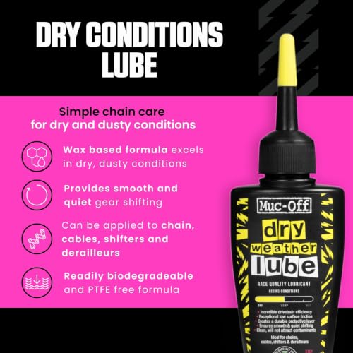 Image of Muc-Off Dry Chain Lube, 50 Milliliters - Biodegradable Bike Chain Lubricant, Suitable for All Types of Bike - Formulated for Dry Weather Conditions