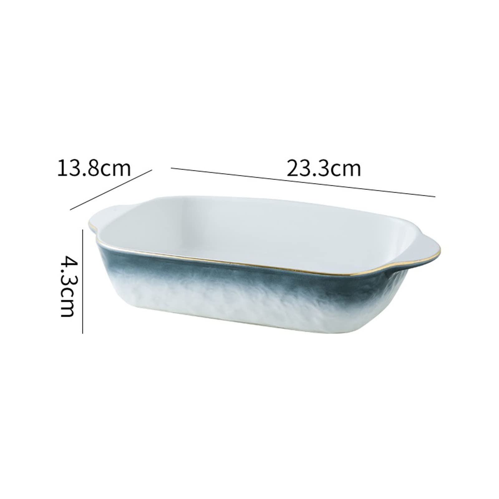 Obuuszne naczynie do pieczenia, naczynie do pieczenia Domowa blacha do pieczenia Kolor gradientu Złota krawędź Naczynie do pieczenia Ceramiczne naczynia do pieczenia Porcelanowe naczynia kuchenne (Kol