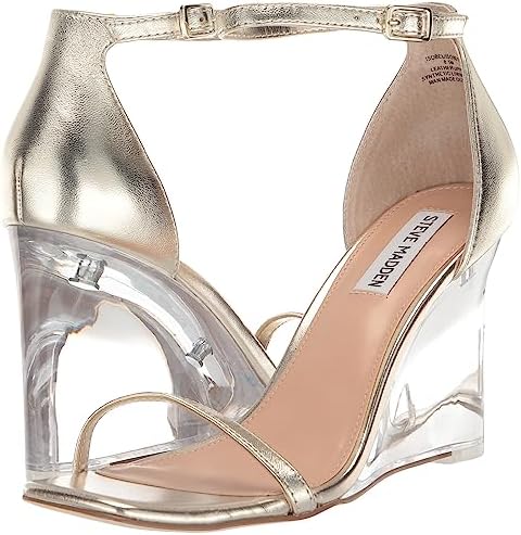 Steve Madden Women's Isobel Wedge Sandal, Platinum, 8.5 | Image 6