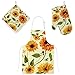 My Daily Grembiule da cucina con tasche, guanto da forno e presine, girasole farfalla regolabile, guanto da microonde, presine, 3 pezzi