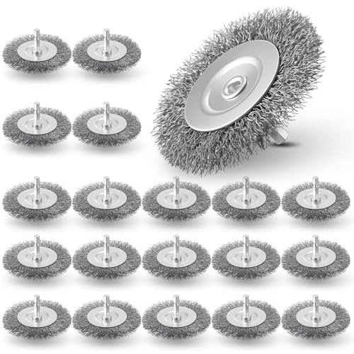 Image of Moxweyeni 20 Pcs 3 Inch Stainless Steel Wire Wheel Brushes for Drill Bits