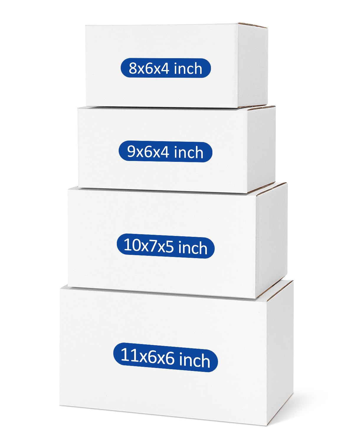 Poever Assorted-Sizes-Shipping-Boxes-20-Pack: 8x6x4 & 9x6x4 & 10x7x5 & 11x6x6 Small-Shipping-Boxes-Mailers, White Corrugated-Cardboard-Boxes-for-Packing-Small-Business Mailing